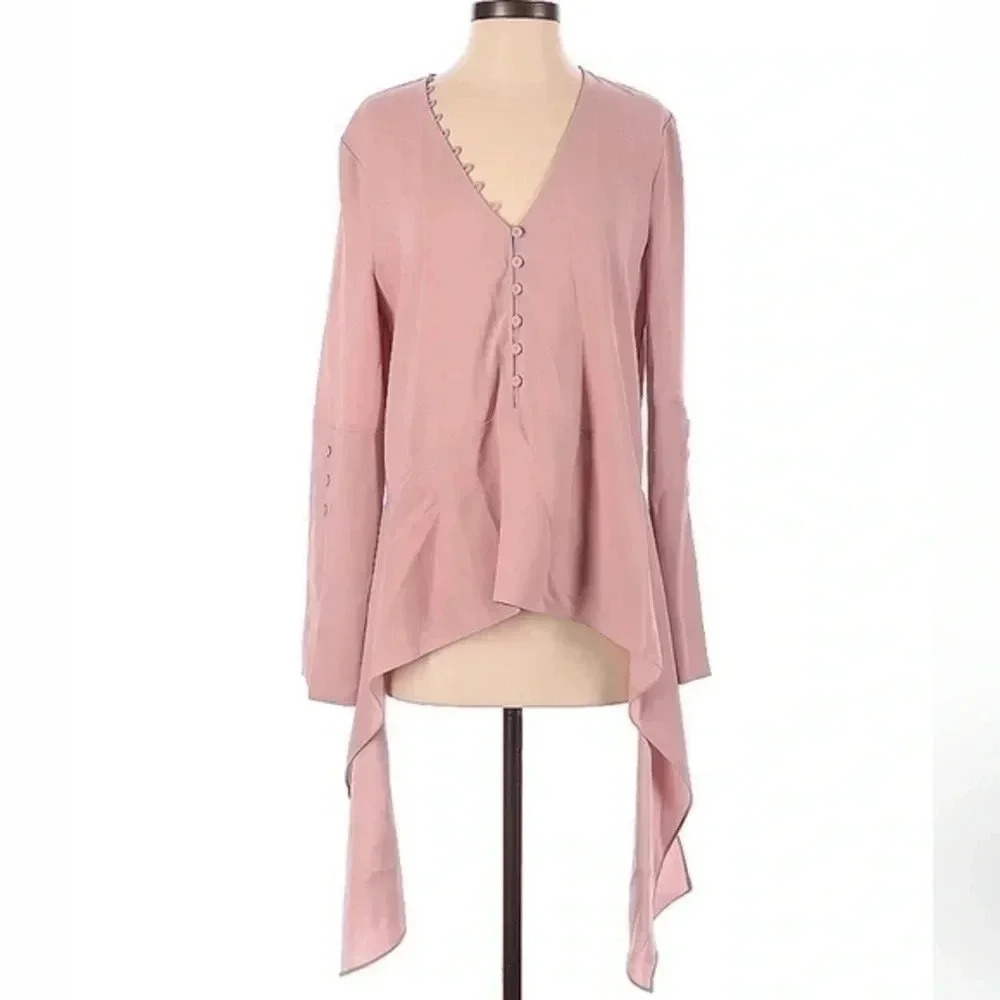 BCBGMAXAZRIA Y2K Mireya Pink Long Sleeve Boho Vintage Blouse Size XS
